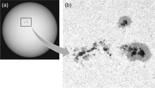 Examine the figure below.In a sunspot,the ________ is cooler than the ________. A) umbra; penumbra B) limb; center C) penumbra; umbra D) lighter; darker