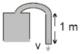 <strong>A fluid is drawn up through a tube as shown below.The atmospheric pressure is the same at both ends.Use Bernoulli's equation to determine the speed of fluid flow out of the tank.If the height difference from the top of the tank to the bottom of the siphon is 1.0 m,then the speed of outflow is: </strong> A)1.1 m/s B)2.2 m/s C)4.4 m/s D)8.8 m/s
