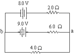 What is the current through the 2-W resistor?   A) 1.0 A B) 0.50 A C) 1.5 A D) 2.0 A