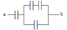 What is the equivalent capacitance between points a and b? All capacitors are 1.0 mF.   A) 4.0 µF B) 1 7 µF C) 0.60 µF D) 0.25 µF