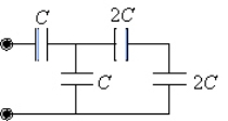 If C = 36 µF,determine the equivalent capacitance for the combination shown.   A) 36 µF B) 32 µF C) 28 µF D) 24 µF