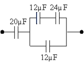 What is the equivalent capacitance of the combination shown?   A)  29 µF B)  10 µF C)  40 µF D)  25 µF 