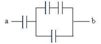What is the equivalent capacitance between points a and b? All capacitors are 2.0 μF.   A)  1.2 µF B)  0.25 µF C)  4.0 µF D)  0.60 µF 