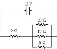 How much current is flowing in one of the 10-Ω resistors?   A)  0.8 A B)  2.0 A C)  1.6 A D)  2.4 A 