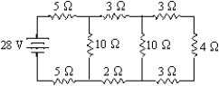 Consider the circuit shown in the figure.What power is dissipated by the entire circuit?   A)  14 W B)  28 W C)  52 W D)  112 W 