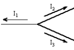 <strong>What is Kirchhoff's 1st equation for this junction? </strong> A) I<sub>1</sub> = I<sub>2</sub> + I<sub>3</sub> B) I<sub>2</sub> = I<sub>1</sub>+ I<sub>2</sub> C) I<sub>3</sub> = I<sub>1</sub> + I<sub>2</sub> D) I<sub>1</sub> + I<sub>2</sub> + I<sub>3</sub> = 0