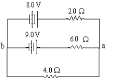 What is the current through the 6-Ω resistor?   A)  1.0 A B)  1.5A C)  0.50 A D)  2.0 A 