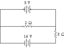What is the current flowing through the 8-Ω resistor?   A)  6 A B)  4 A C)  2 A D)  1 A 
