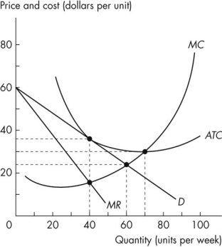 Use the figure below to answer the following questions.   Figure 13.2.2 -Refer to Figure 13.2.2.This firm in monopolistic competition A) is incurring an economic loss. B) is in long-run equilibrium. C) is making an economic profit. D) must raise its price to maximize economic profit. E) will make more economic profit in the long run.