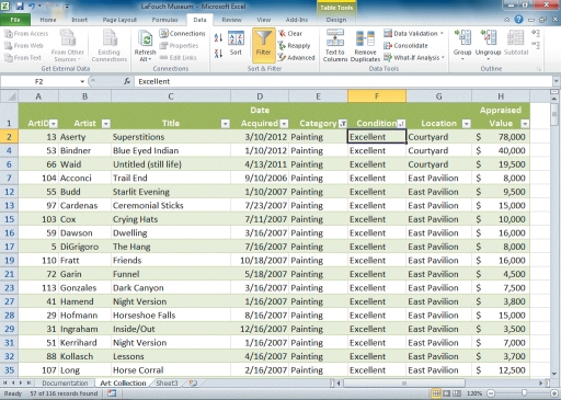 Records have been filtered in the list shown in the accompanying figure.