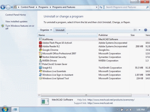   -To access the uninstall utility in the figure above, you would select ____ from the Start Menu, and then select Uninstall a Program. A) My Computer B) Control Panel C) My Documents D) All Programs