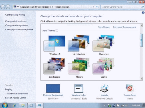   -Referring to the figure above, you can modify individual aspects of a theme using the ____ links. A) Desktop Background B) Window Color C) Sounds D) all of the above