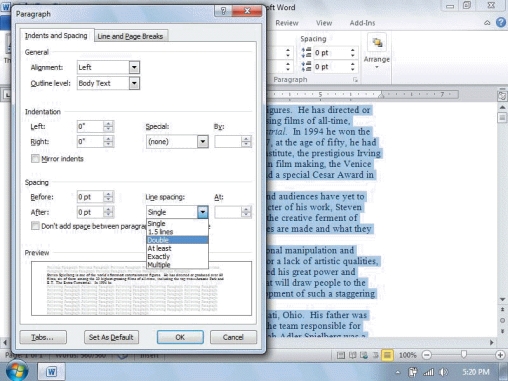   -The figure above shows the ____. A) Paragraph dialog box B) Dialog Box Launcher C) Paragraph Box Launcher D) Arrange Dialog Box Launcher