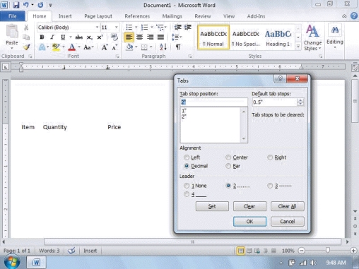   -Referring to the figure above, in order to open the dialog box that is shown, you would need to have clicked the Tabs button within the ____. A) Paragraph Dialog Box B) Tabs Dialog Box C) Formatting Dialog Box D) Page Layout Dialog Box