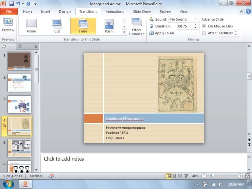   -In the figure above, to add a transition to the current slide, you would click the Transitions tab, and then click one of the ____ transitions shown graphically on the ribbon. A) 2 B) 3 C) 4 D) more than 4