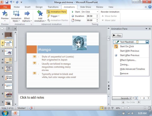   -Referring to the figure above, to customize the animation, open the ____ pane. A) Animation B) Animation Styles C) Effect Options D) Trigger