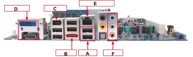   -In the accompanying figure,the item marked C is a ____. A)  USB port B)  serial port C)  FireWire port D)  keyboard port
