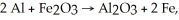 For the reaction   The stoichiometric number for Al<sub>2</sub>O<sub>3</sub> is: A) +2 B) +1 C) -1 D) -2 E) 0