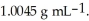 At 20 °C,a 0.376 mol L<sup>-1</sup> aqueous solution of ammonium chloride has a density of   What is the mass % of ammonium chloride in the solution?  The formula weight of   Cl is   A) 0.381 B) 0.705 C) 0.374 D) 2.68 E) 2.00