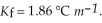 An aqueous solution has a normal boiling point of 103.0 °C.What is the freezing point of this solution?  For water   And   A) -0.82 °C B) -3.0 °C C) -3.6 °C D) -11 °C