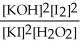 Write the equilibrium constant expression for the following reaction: 2 KI(aq) + H<sub>2</sub>O<sub>2</sub>(aq) ⇌ 2 KOH(aq) + I<sub>2</sub>(aq)  A) K<sub>c</sub> =   B) K<sub>c</sub> = [I<sub>2</sub>] C) K<sub>c</sub> = [I<sub>2</sub>]<sup>2 </sup> D) K<sub>c</sub> =   E) K<sub>c</sub> =  
