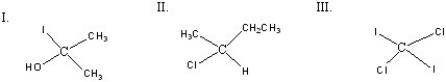 <strong>Which of the following compounds is(are)chiral? </strong> A)I B)II C)III D)I and II E)II and III