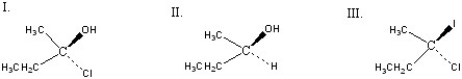 <strong>Which of the following chiral compounds is(are)S enantiomer(s)? </strong> A)I B)II C)III D)I and II E)I and III
