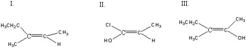 <strong>Which of the following compounds is(are)Z configuration(s)? </strong> A)I B)II C)III D)I + II E)I + II + III