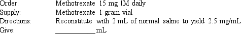Given: Compute the amount of medication that will be given to administer one dose of the following medication orders by using a proportion to obtain your answers. Round all parenteral administration orders that are over 1 mL to one decimal place. Round all parenteral administration orders under 1 mL to two decimal places. Do not include zeros at the end of decimal numbers. The problems and drug orders are presented for practice only, and actual prescribed dosages will vary according to a patient's age, condition, reaction, additional medications, and other factors.  <div style=padding-top: 35px> 