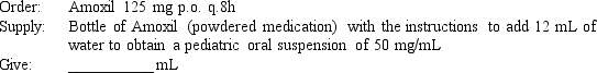 Given: Compute the amount of medication that will be given to administer one dose of the following medication orders using the ratio-proportion method to obtain your answers. Assume all tablets are scored, when necessary. Round all parenteral administration orders that are over 1 mL to one decimal place. Round all parenteral administration orders under 1 mL to two decimal places. Do not include zeros at the end of decimal numbers. The problems and drug orders are presented for practice only, and actual prescribed dosages will vary according to a patient's age, condition, reaction, additional medications, and other factors.  <div style=padding-top: 35px> 