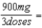 q. 8h = every 8 hours, which is given 3 times per day   300 mg per dose