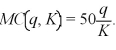Spacely Sprockets' short-run cost curve is:   where q is the number of Sprockets produced and K is the number of robot hours Spacely hires.Currently,Spacely hires 10 robot hours per period.The short-run marginal cost curve is:   If Spacely receives $250 for every sprocket he produces,what is his profit maximizing output level? Calculate Spacely's profits.