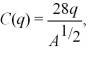 Bridget's Brewery long-run cost function is:   where q is the number of units produced and A is the years of experience of Bridget's Chief Brewer.If Bridget plans on brewing 200 units per period,how much will costs be reduced initially by hiring a brewer with 16 years of experience versus a brewer with 1 year of experience?