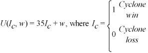 Mary is a fervent Iowa State University Cyclone Basketball fan.She derives utility as a function of the ISU team winning the Big XII championship and from income according to the function   and w is her level of wealth.Mary believes the probability of a Cyclone championship is <sup>1</sup>/<sub>4</sub>.Mary has been offered the following  insurance policy.  The insurance policy costs $16.If the Cyclones win the championship,she pays only the policy cost of $16.If the Cyclones lose,she will receive $21.50 (so that after taking into account the policy cost of $16,her net return is $5.50).Will Mary's expected utility increase if she purchases the policy?
