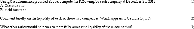Given below is information for Xu Corporation and Yang Computers,Inc.at the end of 2012.     