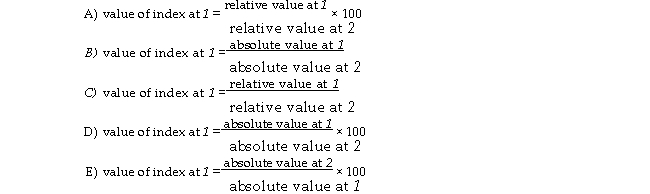 The table below shows hypothetical per- minute cell phone charges for pay- and- talk service over several years.   TABLE 2- 2 Let 1 stand for any given period and 2 stand for base period. The formula of any index number can be written as:  <div style=padding-top: 35px> 