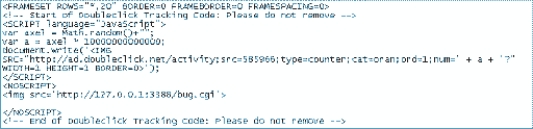   -The figure above shows a(n)  ____ page that contains a Web bug. A)  HTTPS page B)  User History page C)  HTML page D)  FTP page