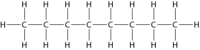 Below is the structure of octane, the major component of gasoline. What type(s) of bond is (are) found in a molecule of octane?   A) only nonpolar covalent bonds B) only polar covalent bonds C) hydrogen bonds and polar covalent bonds D) ionic bonds and nonpolar covalent bonds
