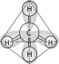   -In the methane molecule shown in the figure above, bonds have formed that include both the s orbital valence electrons of the hydrogen atoms and the p orbital valence electrons of the carbon. The electron orbitals in these bonds are said to be A)  double orbitals. B)  tetrahedral orbitals. C)  complex orbitals. D)  hybrid orbitals. E)  polar orbitals. 