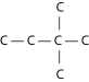   -Three or four of the following illustrations depict different structural isomers of the organic compound with molecular formula C₆H₁₄. For clarity, only the carbon skeletons are shown; hydrogen atoms that would be attached to the carbons have been omitted. Which one, if any, is NOT a structural isomer of this compound? A)   B)   C)   D)   E) Each of the illustrations in the other answer choices depicts a structural isomer of the compound with molecular formula C₆H₁₄. 