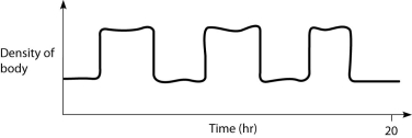 Which graph below best represents the way that density changes over time in a physoclistus fish and in a physostomus fish, respectively? A.   B.   C.   D.   A)  A and B B)  B and A C)  B and C D)  C and B E)  D and B 