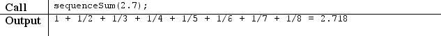 (Despite the fact that the terms keep getting smaller, the sequence can actually produce an arbitrarily large sum if enough terms are added.) If your method is passed a value less than 1.0, no output should be produced. You must match the output format shown exactly; note the spaces and pluses separating neighboring terms. Other sample calls: Programming Write a static method named favoriteLetter that accepts two parameters: a Scanner for the console, and a favorite letter represented as a one-letter String. The method repeatedly prompts the user until two consecutive words are entered that start with that letter. The method then prints a message showing the last word typed. You may assume that the user will type a single-word response to each prompt. Your code should be case-sensitive; for example, if the favorite letter is a, you should not stop prompting if the user types words that start with an A. For example, the following logs represent the output from two calls to your method: (User input is underlined.)