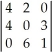 The value of the determinant   is A) not able to be determined. B) 0. C) 80. D) -80.