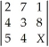 What value for X will result in the value for the determinant   to equal 19? A) 9 B) 11 C) 27 D) 13