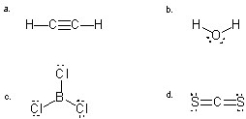 Which molecule has a NET DIPOLE?   A)  a B)  b C)  c D)  d
