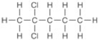 Rewrite the following structural formula as a condensed formula.   A)  C<sub>5</sub>H<sub>10</sub>Cl<sub>2</sub> B)  CH<sub>3</sub>CCl<sub>2</sub>(CH<sub>2</sub>) <sub>2</sub>CH<sub>3</sub> C)  ClC<sub>5</sub>H<sub>10</sub>Cl D)  ClCH<sub>3</sub>CCH<sub>2</sub>CH<sub>2</sub>CH<sub>3</sub>Cl