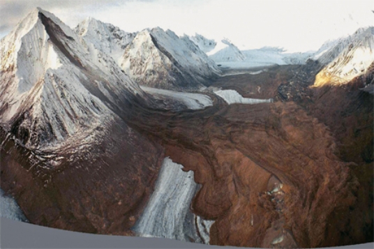 What type of slope failure is depicted in this photograph?   A) creep B) debris avalanche C) permafrost D) None of these.