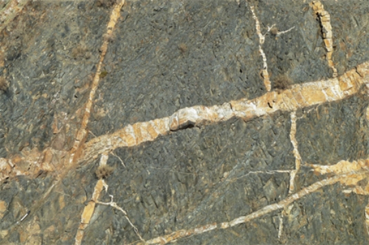 The vertical igneous feature shown in this photograph is a   A) dike. B) sill. C) volcanic neck. D) batholith.