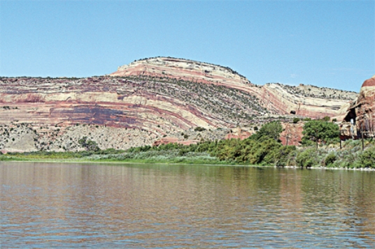 The type of structure shown in this figure is a(n)    A) thrust fault. B) anticline. C) syncline. D) monocline. E) basin.