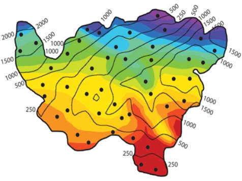 In classifying the climate of this imaginary country, the wettest and coolest areas are in the   A) northeast. B) southeast. C) southwest.